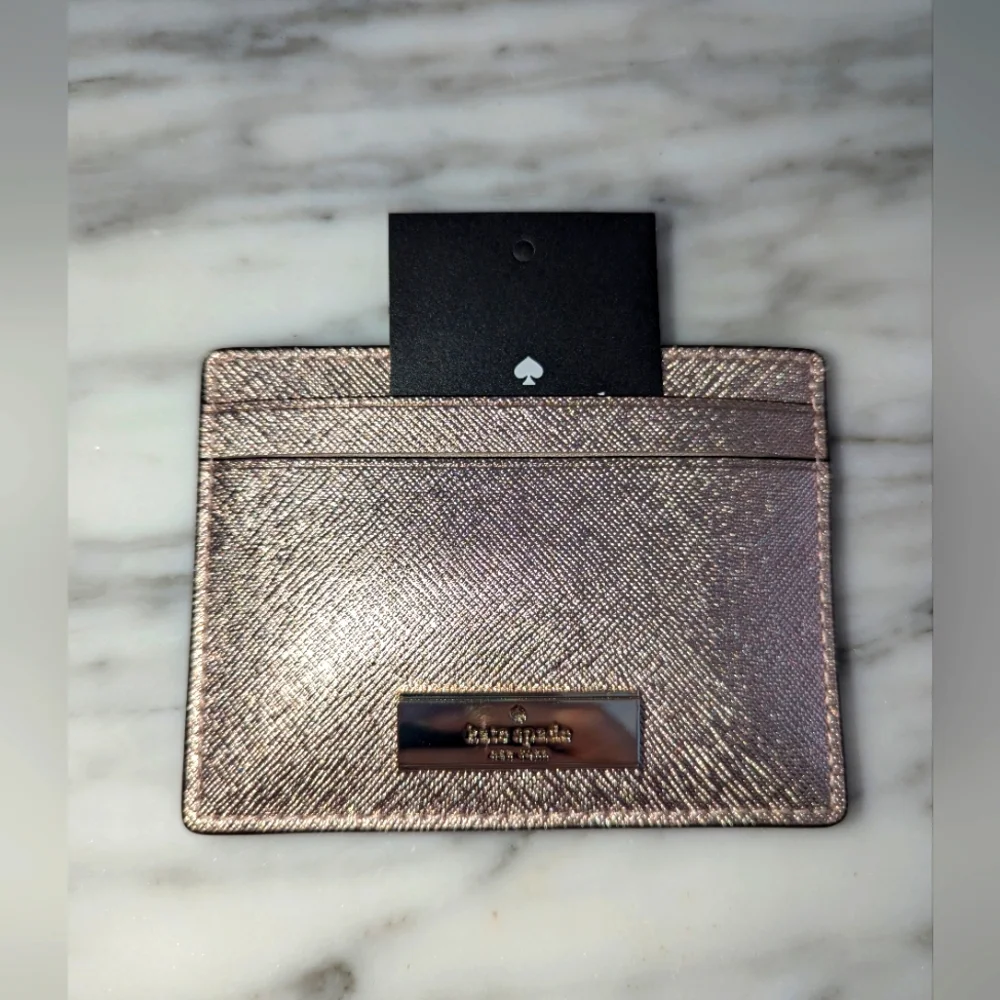 NWT Kate Spade Limited Edition Kenzie Saffia Cardholder Metallic Rose Gold